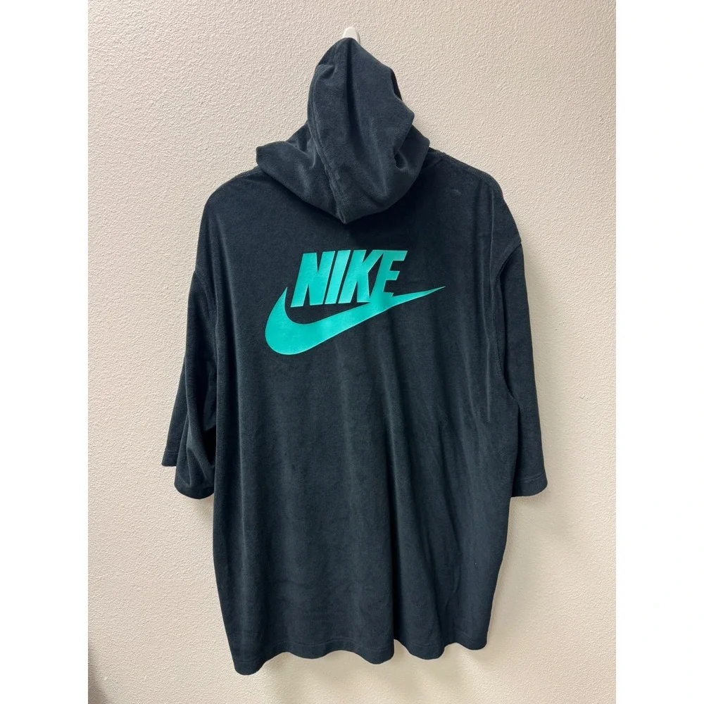 Nike Sportswear Womens Short Sleeve Half Zip Hoodie‎ Daisy Print Black XL